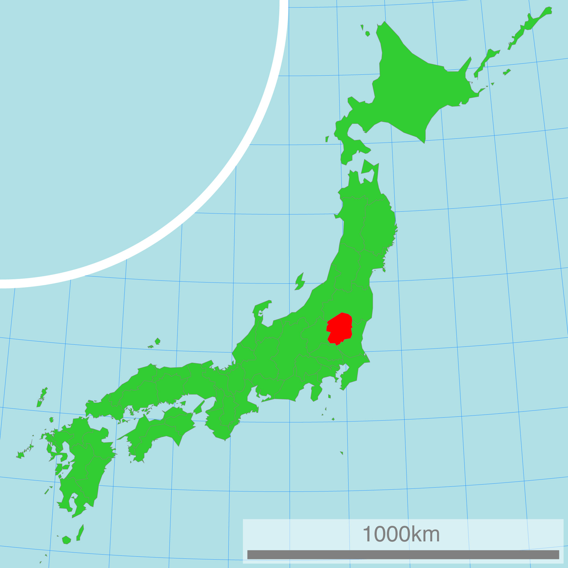 Japankarte: Die Präfektur Tochigi.