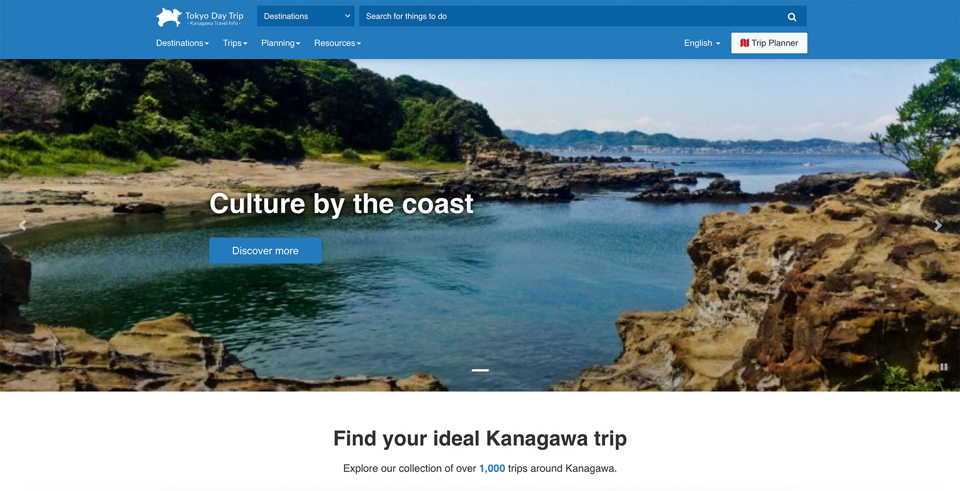 Die englische Webseite des Tourismusverbandes der Präfektur Kanagawa.