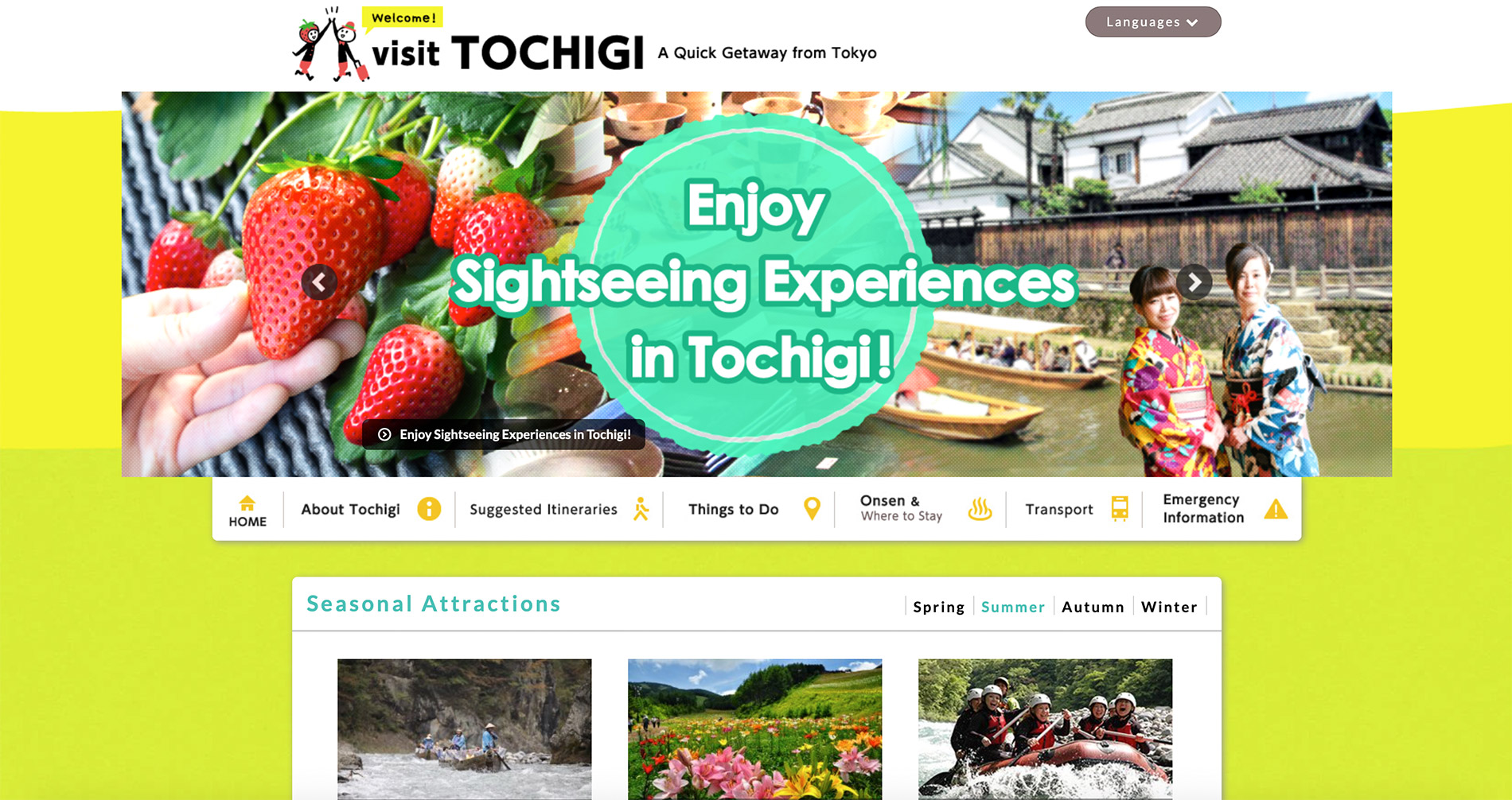 Die englische Webseite des Tourismusverbandes der Präfektur Tochigi.