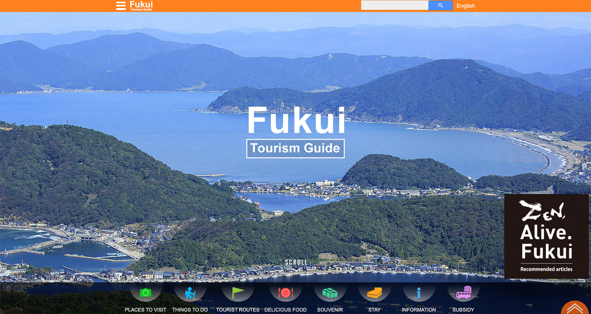 Die englische Webseite des Tourismusverbandes der Präfektur Fukui.