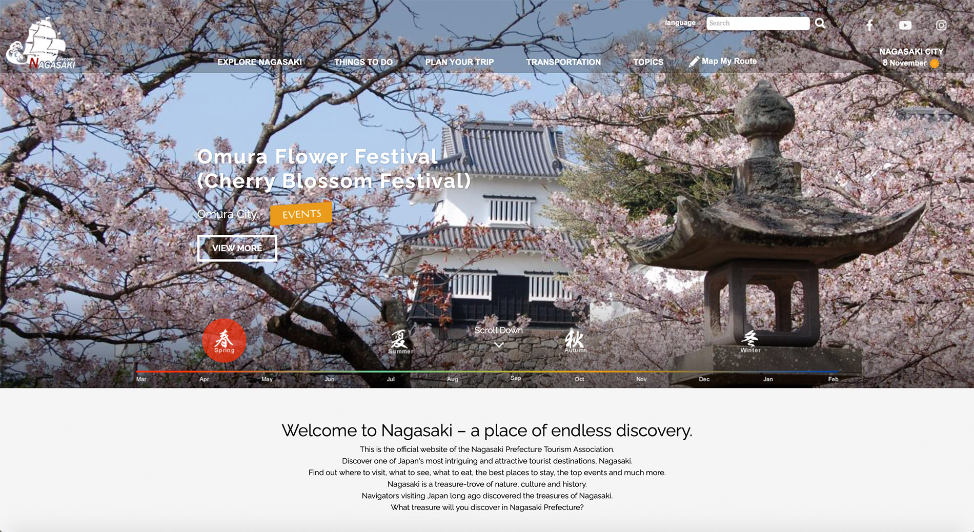 Die englische Webseite des Tourismusverbandes der Präfektur Nagasaki.