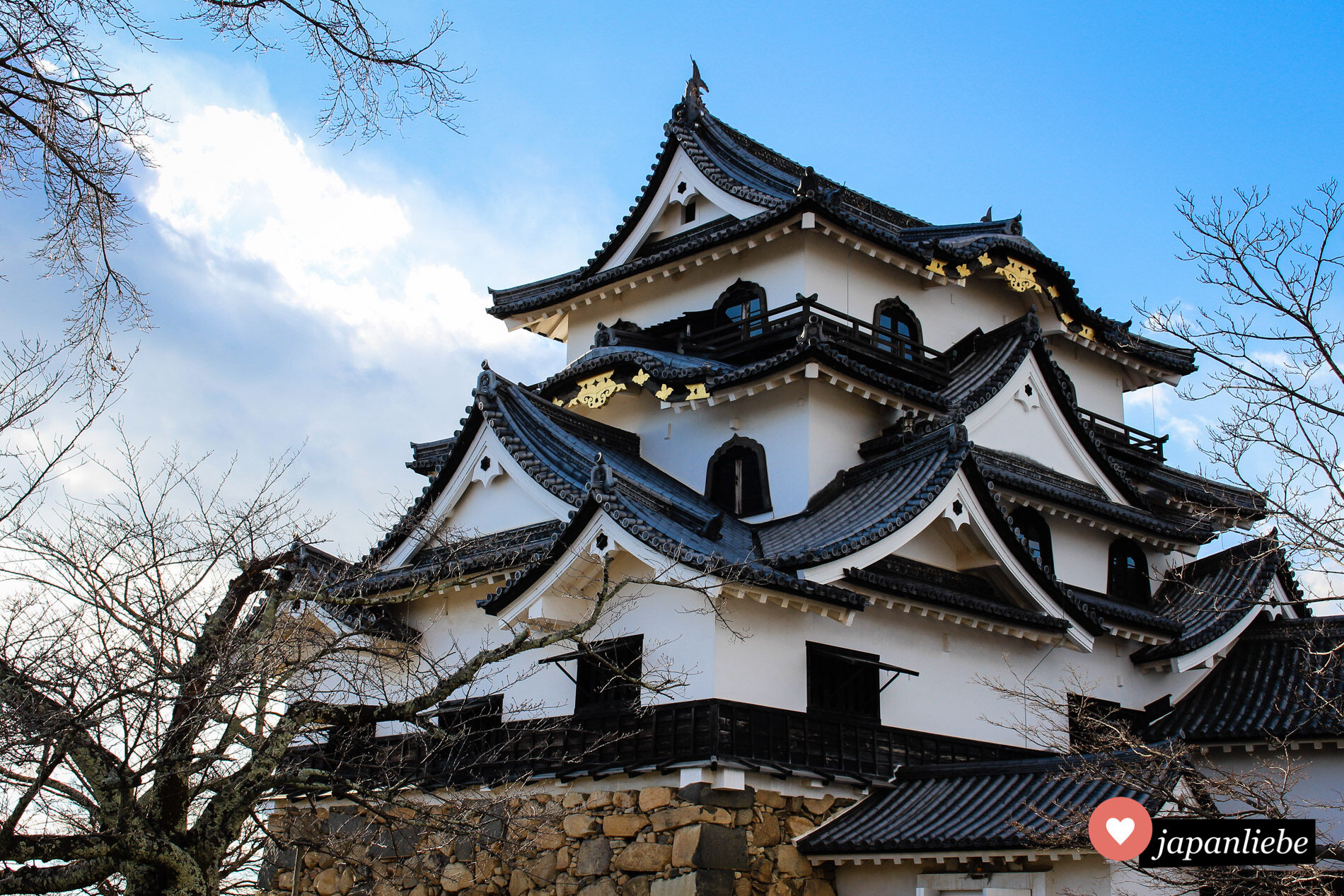 Die Burg Hikone am Biwa-See.