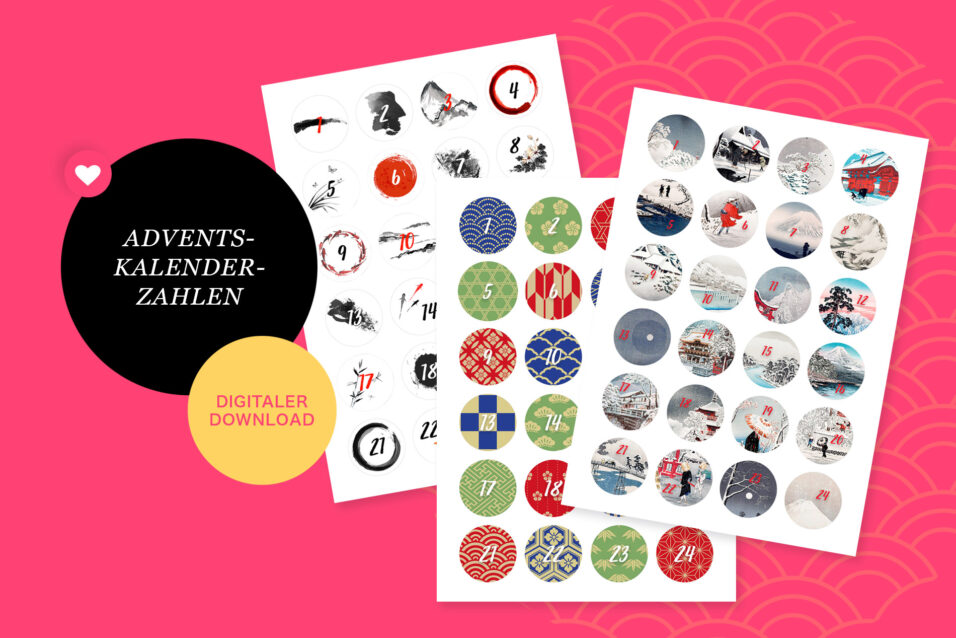 Japan-Adventskalender-Zahlen zum Ausdrucken