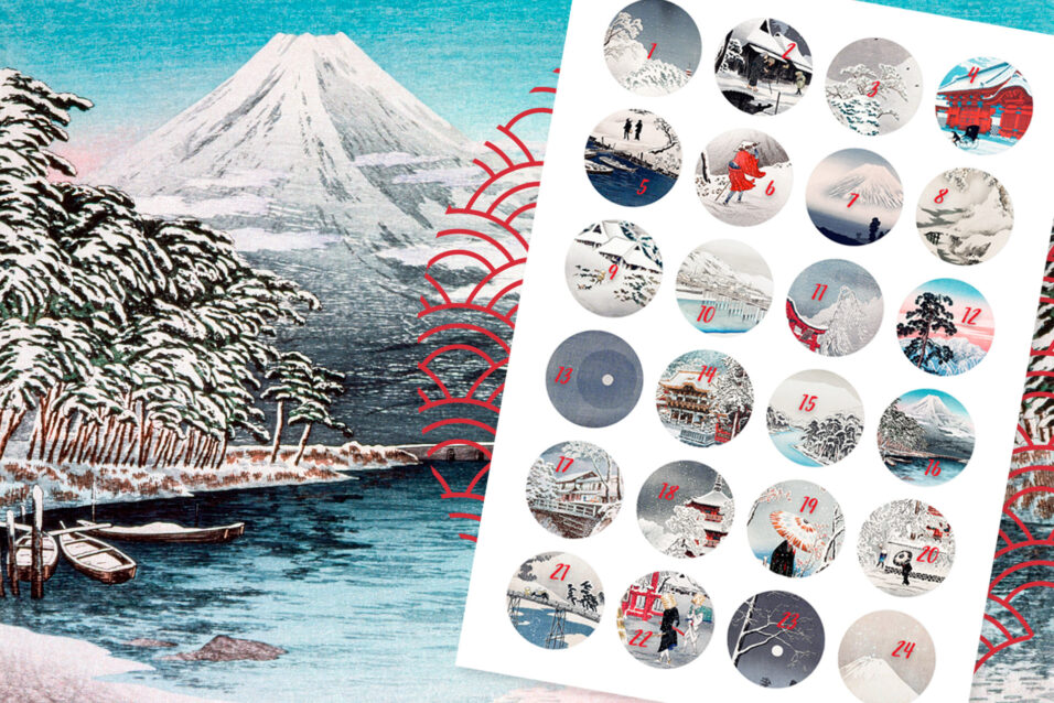 Japan-Adventskalender-Zahlen zum Ausdrucken – japanische Wintermotive