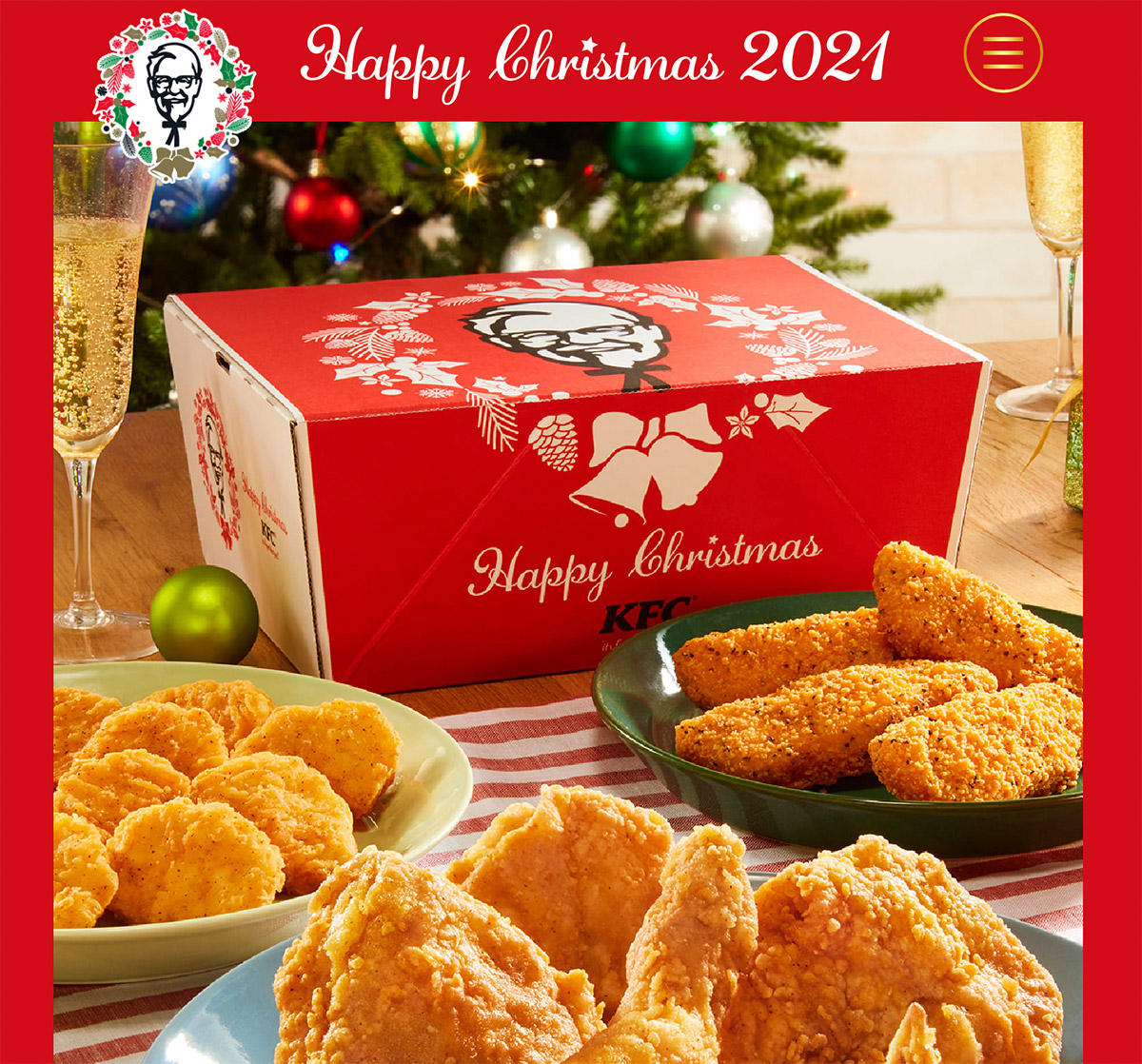 Ein Screenshot der Website zur KFC-Japan-Weihnachtskampagne 2021.