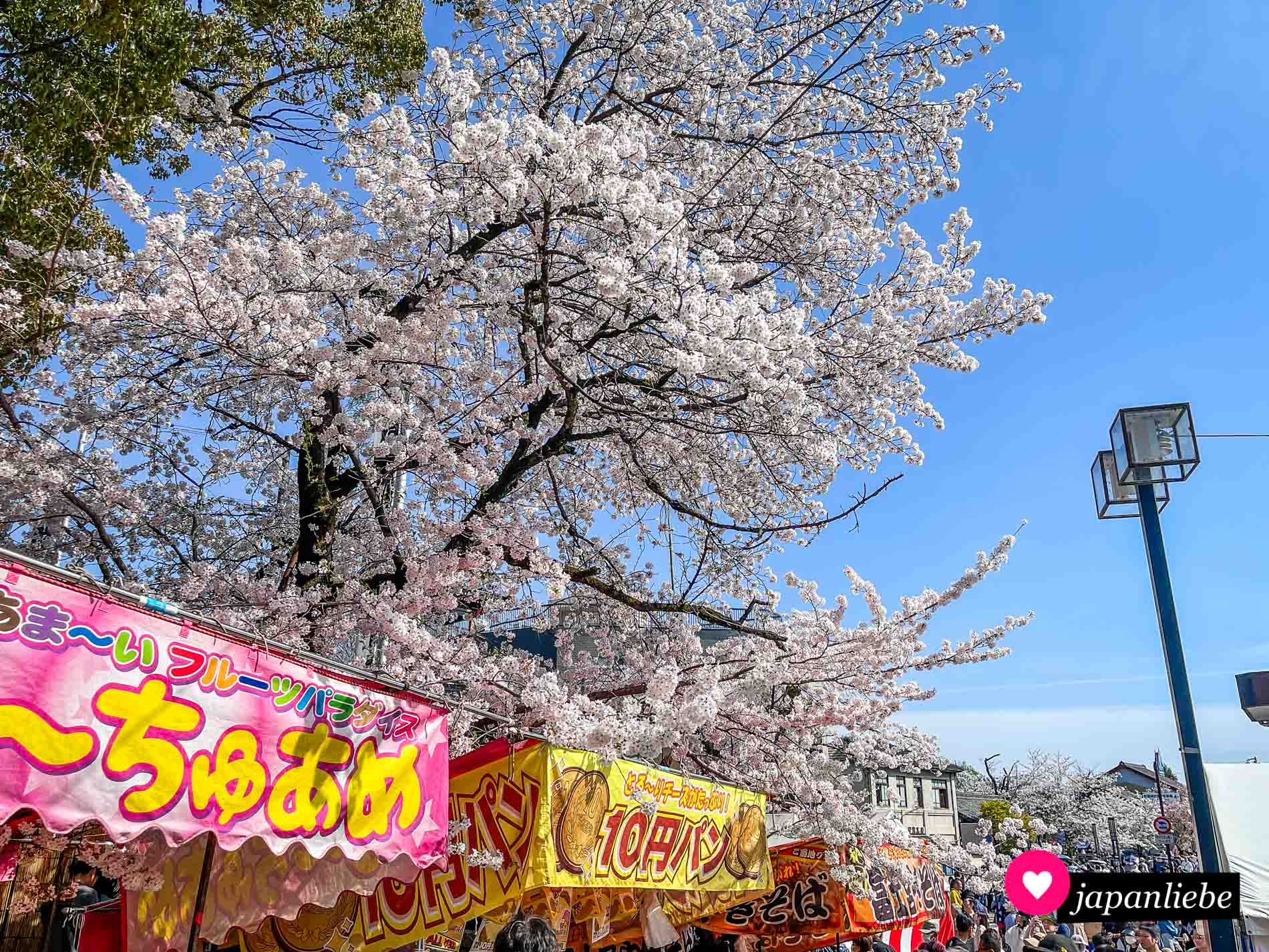 Essensstände säumen die Straßen und bieten typische japanisches Festival-Street-Food an.
